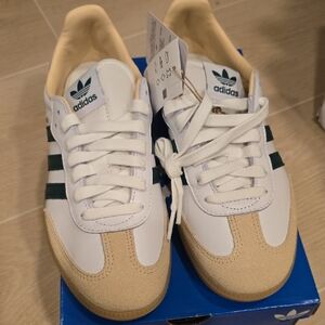 Adidas Samba OG White, Green and Beige Sneakers
